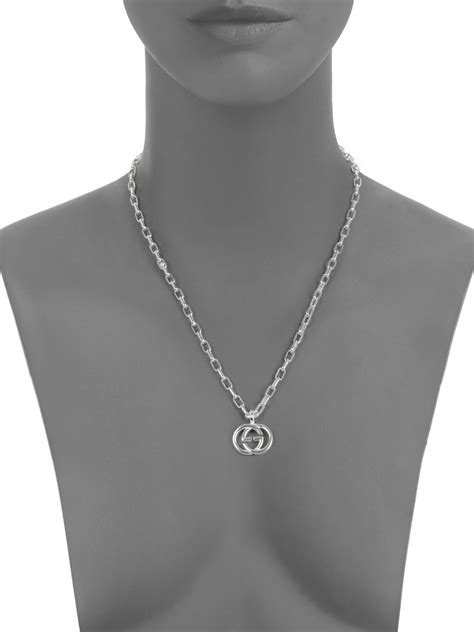 gucci interlocking g sterling silver flower link necklace|gucci interlocking g pendant.